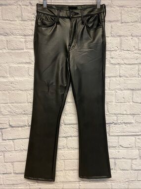MOTHER the Insider Ankle Faux Show Faux Leather Cropped Flare Pants Size 26